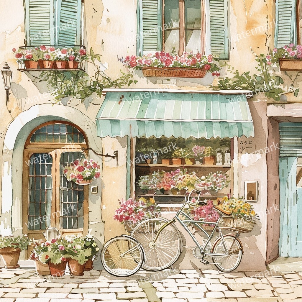 【商用利用可】イタリアの街並み(水彩ヨーロッパストリート)クリップアート20点セット|高解像度JPG|風景・建築・旅行系素材|コラージュ・ジャンクジャーナル素材|即ダウンロード