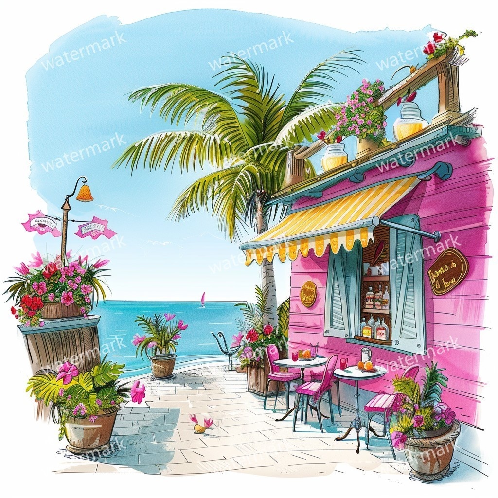 20 Island House Clipart, High Quality JPGs, Printable Clipart, Instant Download, Printable Watercolor, Paper Craft, Junk Journals