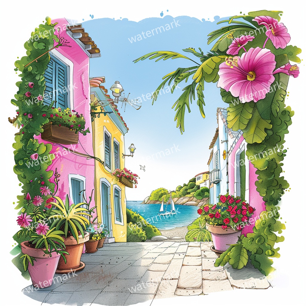 20 Island House Clipart, High Quality JPGs, Printable Clipart, Instant Download, Printable Watercolor, Paper Craft, Junk Journals