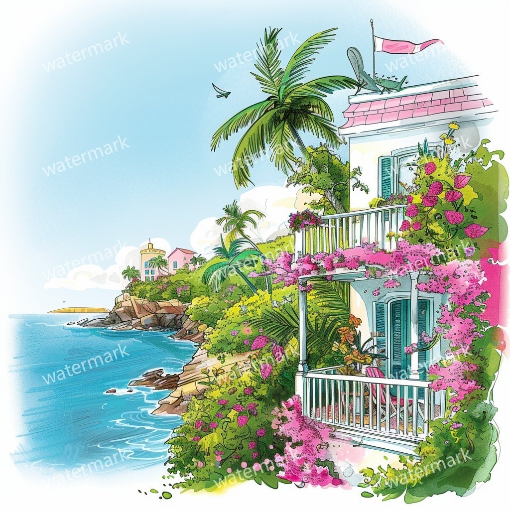 20 Island House Clipart, High Quality JPGs, Printable Clipart, Instant Download, Printable Watercolor, Paper Craft, Junk Journals