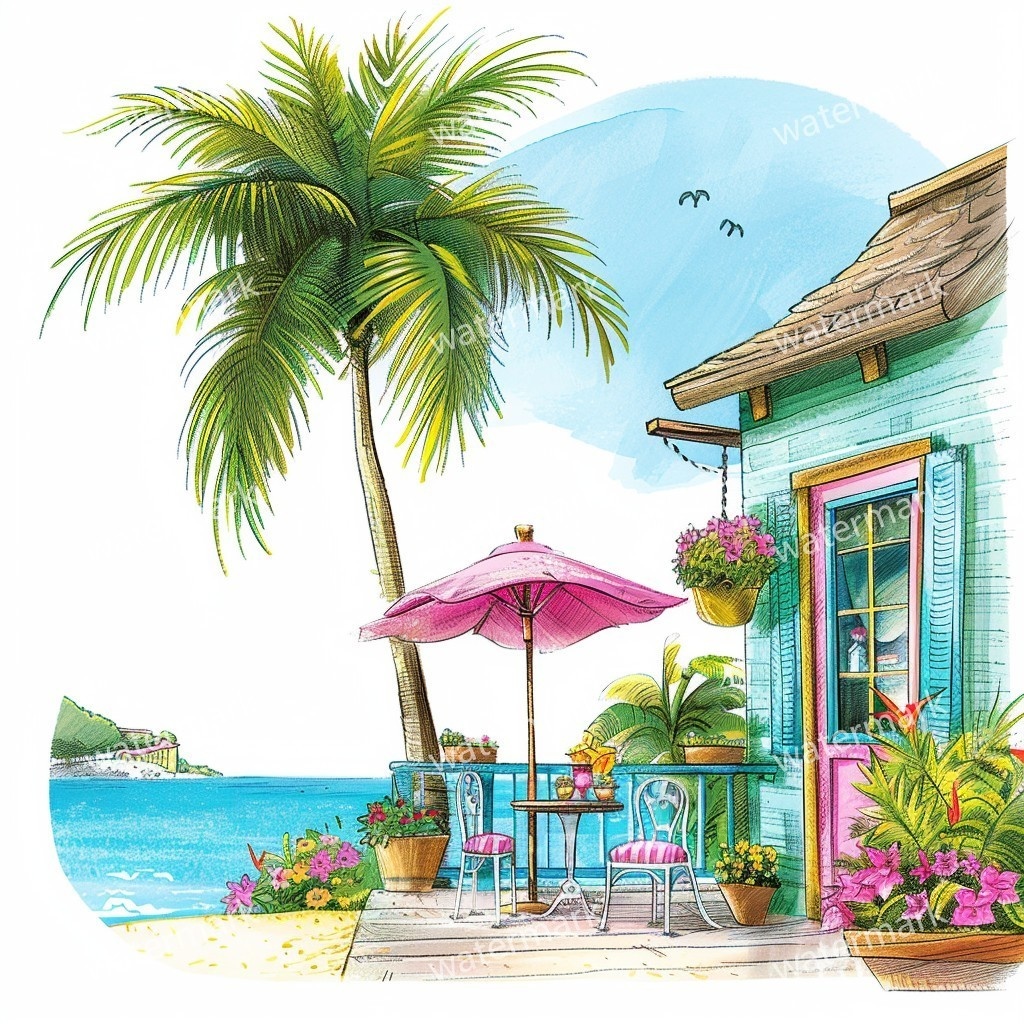 20 Island House Clipart, High Quality JPGs, Printable Clipart, Instant Download, Printable Watercolor, Paper Craft, Junk Journals