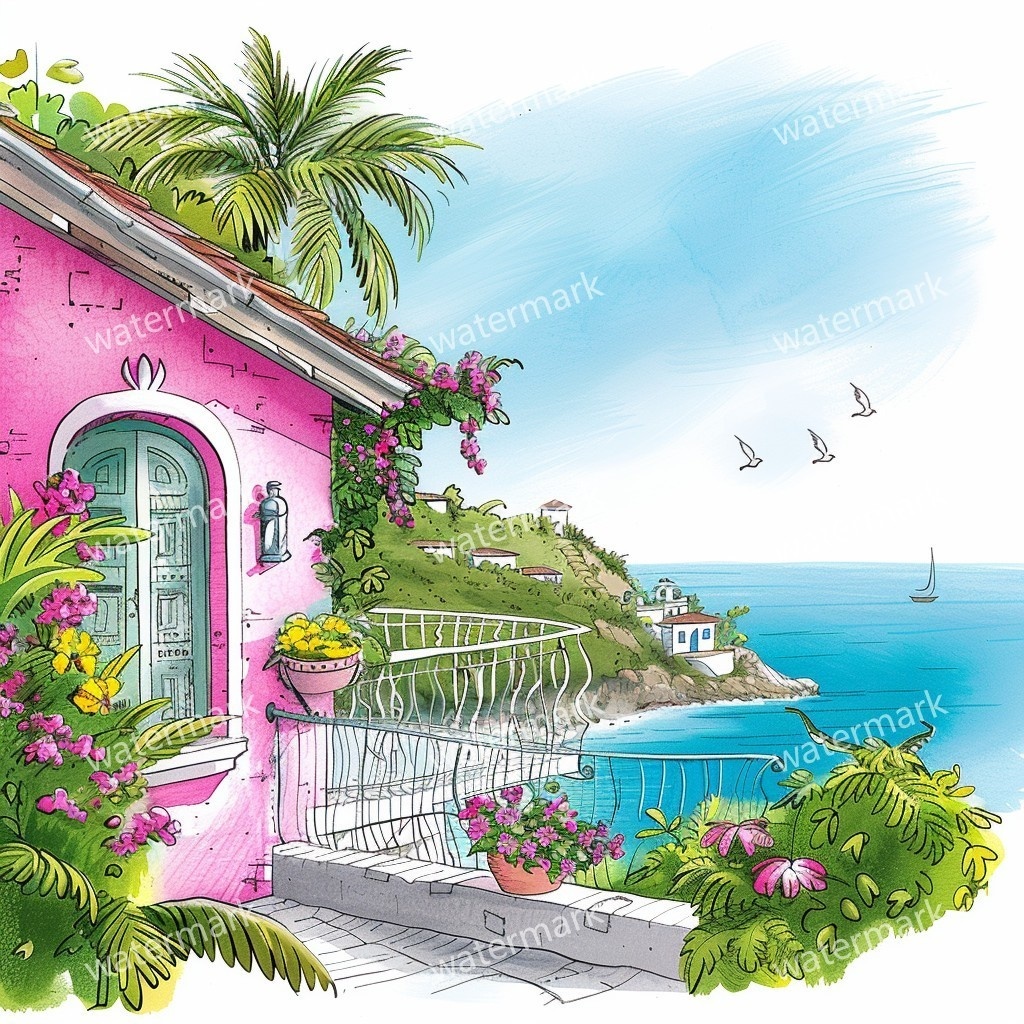 20 Island House Clipart, High Quality JPGs, Printable Clipart, Instant Download, Printable Watercolor, Paper Craft, Junk Journals