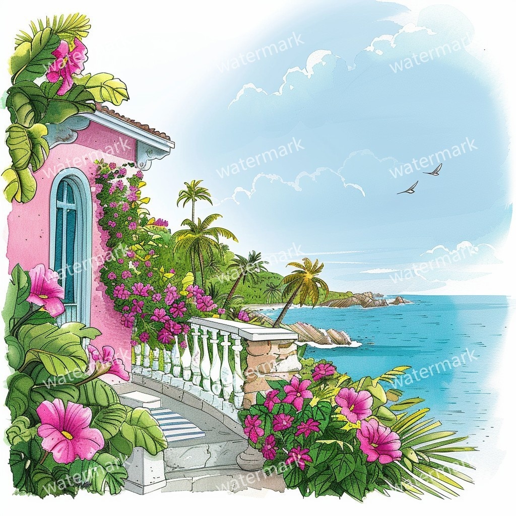 20 Island House Clipart, High Quality JPGs, Printable Clipart, Instant Download, Printable Watercolor, Paper Craft, Junk Journals