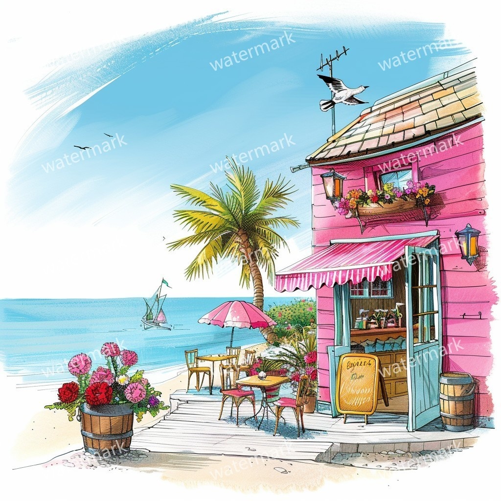 20 Island House Clipart, High Quality JPGs, Printable Clipart, Instant Download, Printable Watercolor, Paper Craft, Junk Journals