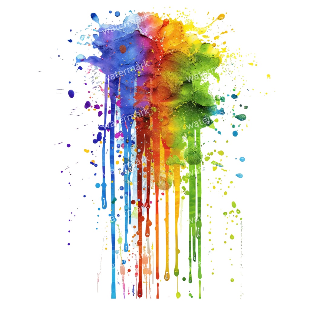 【商用利用可】レインボースプラッシュ(水彩カラフルペイント)クリップアート20点セット|高解像度・透過PNG|虹・インク・抽象素材|コラージュ・ジャンクジャーナル素材|即ダウンロード