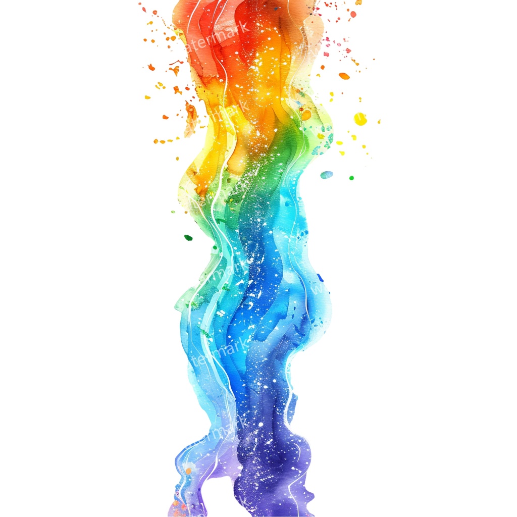 【商用利用可】レインボースプラッシュ(水彩カラフルペイント)クリップアート20点セット|高解像度・透過PNG|虹・インク・抽象素材|コラージュ・ジャンクジャーナル素材|即ダウンロード