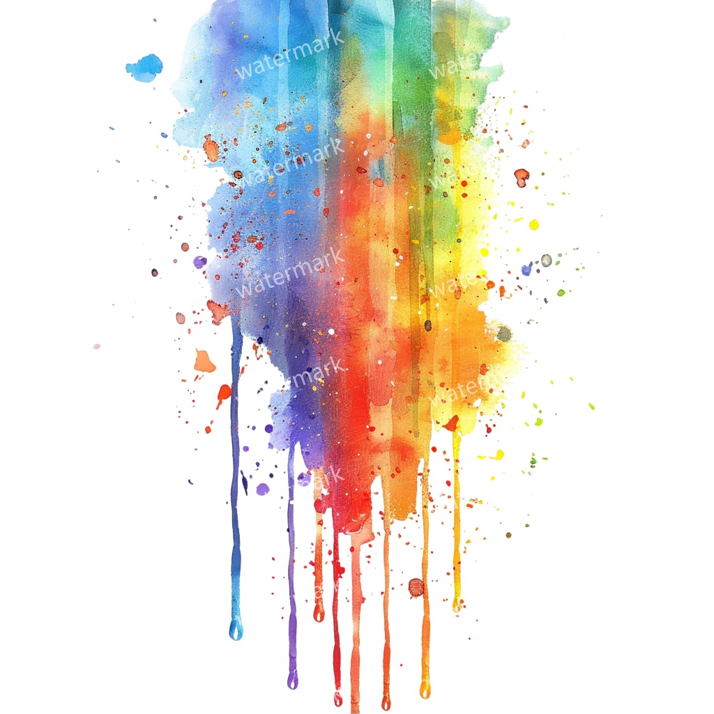 【商用利用可】レインボースプラッシュ(水彩カラフルペイント)クリップアート20点セット|高解像度・透過PNG|虹・インク・抽象素材|コラージュ・ジャンクジャーナル素材|即ダウンロード