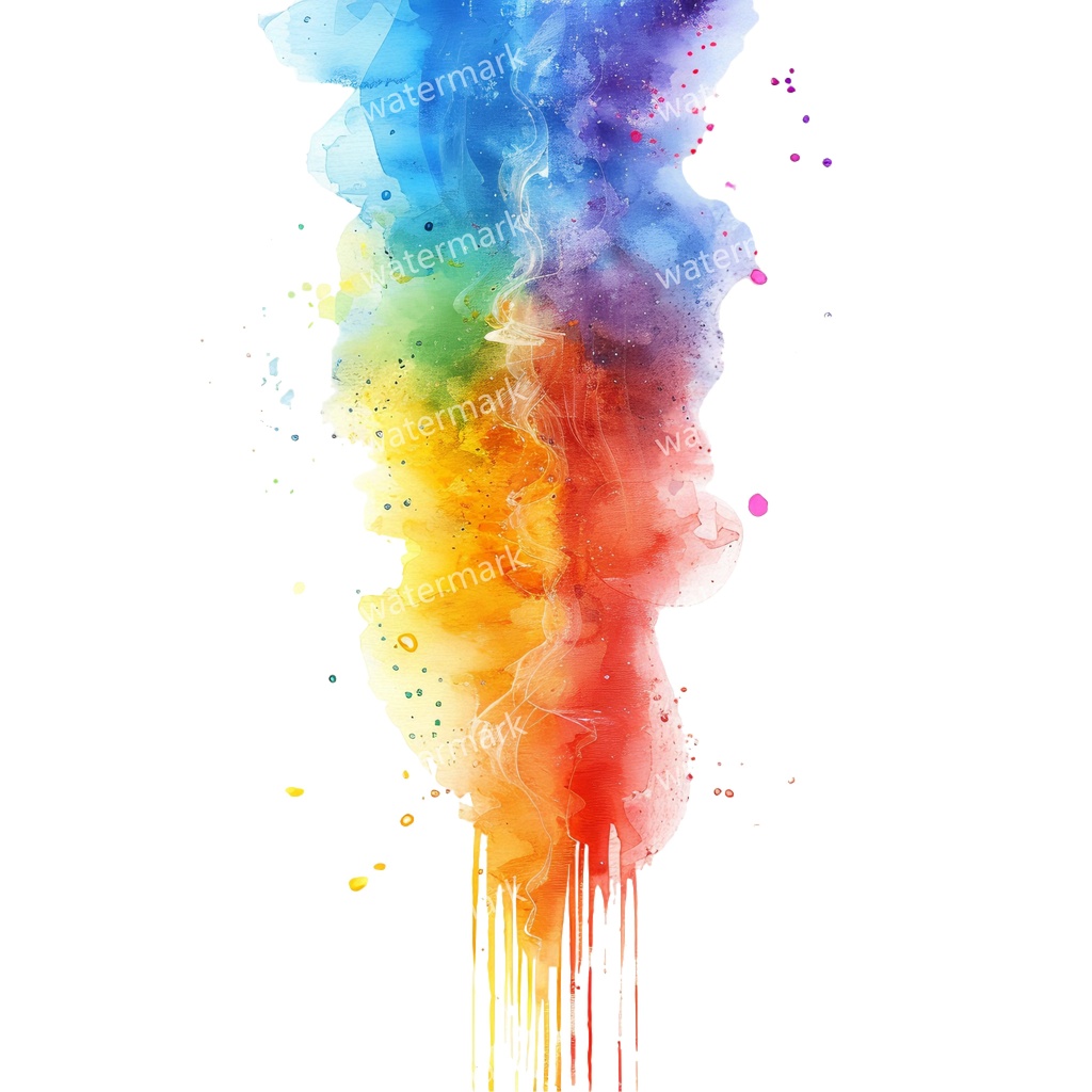 【商用利用可】レインボースプラッシュ(水彩カラフルペイント)クリップアート20点セット|高解像度・透過PNG|虹・インク・抽象素材|コラージュ・ジャンクジャーナル素材|即ダウンロード