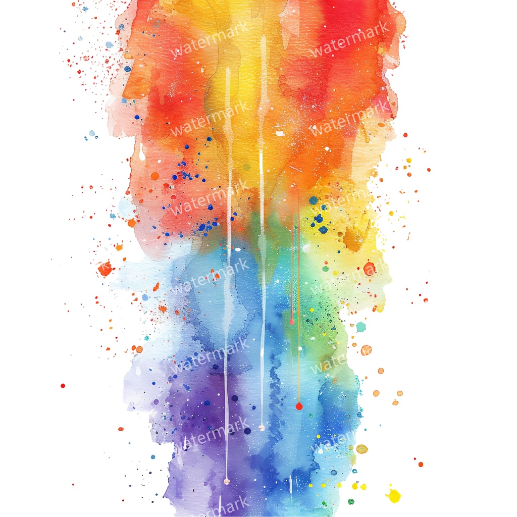 【商用利用可】レインボースプラッシュ(水彩カラフルペイント)クリップアート20点セット|高解像度・透過PNG|虹・インク・抽象素材|コラージュ・ジャンクジャーナル素材|即ダウンロード