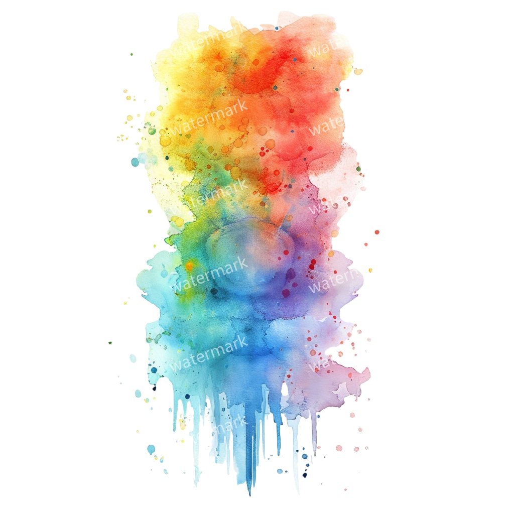 【商用利用可】レインボースプラッシュ(水彩カラフルペイント)クリップアート20点セット|高解像度・透過PNG|虹・インク・抽象素材|コラージュ・ジャンクジャーナル素材|即ダウンロード