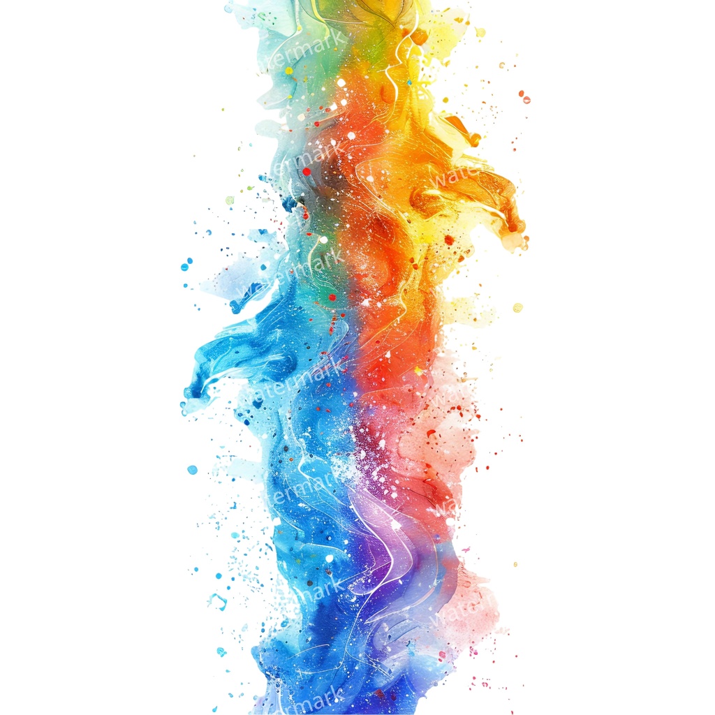 【商用利用可】レインボースプラッシュ(水彩カラフルペイント)クリップアート20点セット|高解像度・透過PNG|虹・インク・抽象素材|コラージュ・ジャンクジャーナル素材|即ダウンロード