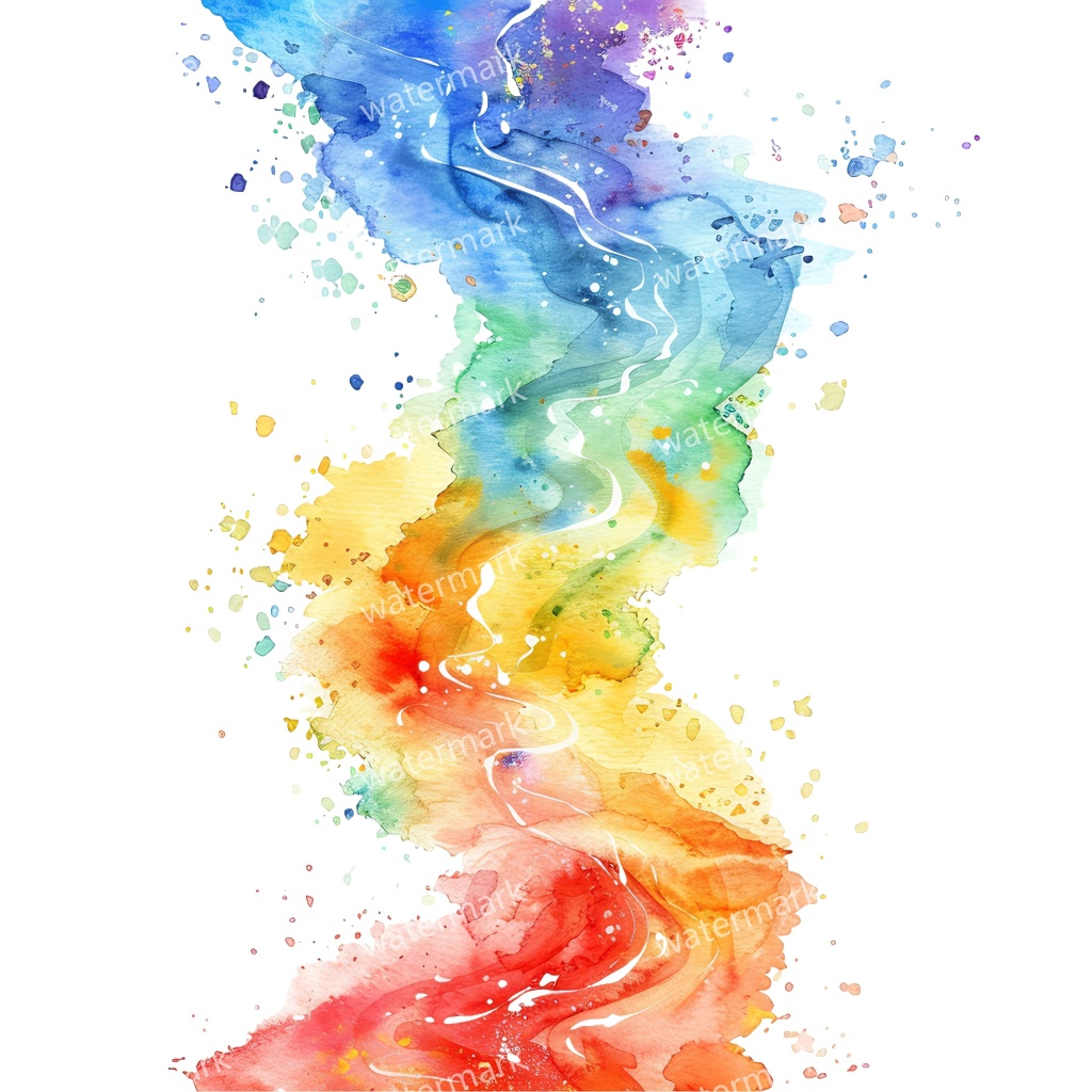 【商用利用可】レインボースプラッシュ(水彩カラフルペイント)クリップアート20点セット|高解像度・透過PNG|虹・インク・抽象素材|コラージュ・ジャンクジャーナル素材|即ダウンロード