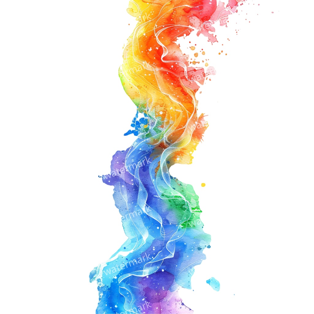 【商用利用可】レインボースプラッシュ(水彩カラフルペイント)クリップアート20点セット|高解像度・透過PNG|虹・インク・抽象素材|コラージュ・ジャンクジャーナル素材|即ダウンロード