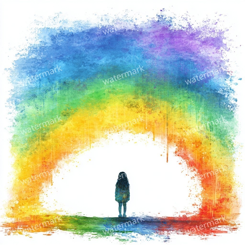 【商用利用可】虹と女の子(水彩レインボーガール)クリップアート20点セット|高解像度JPG|かわいい人物・カラフル素材|コラージュ・ジャンクジャーナル素材|即ダウンロード