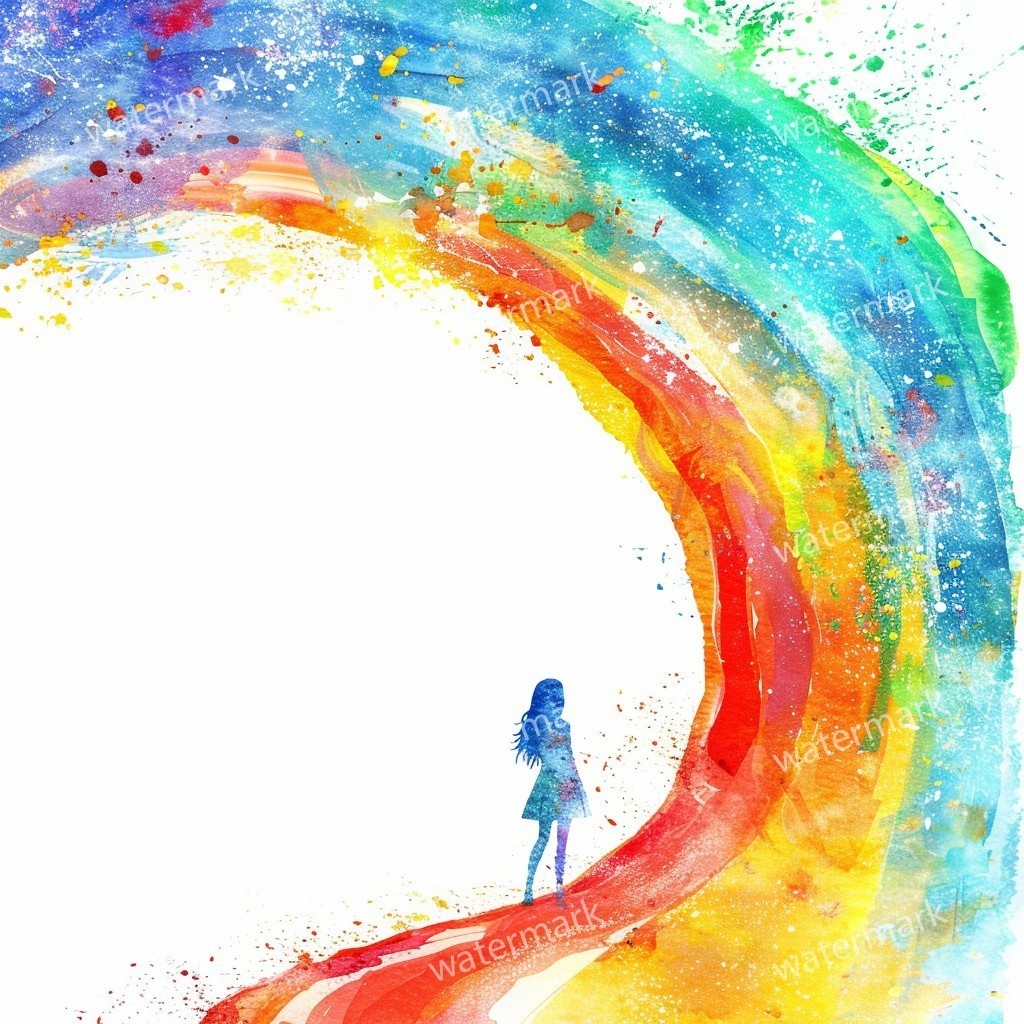 【商用利用可】虹と女の子(水彩レインボーガール)クリップアート20点セット|高解像度JPG|かわいい人物・カラフル素材|コラージュ・ジャンクジャーナル素材|即ダウンロード