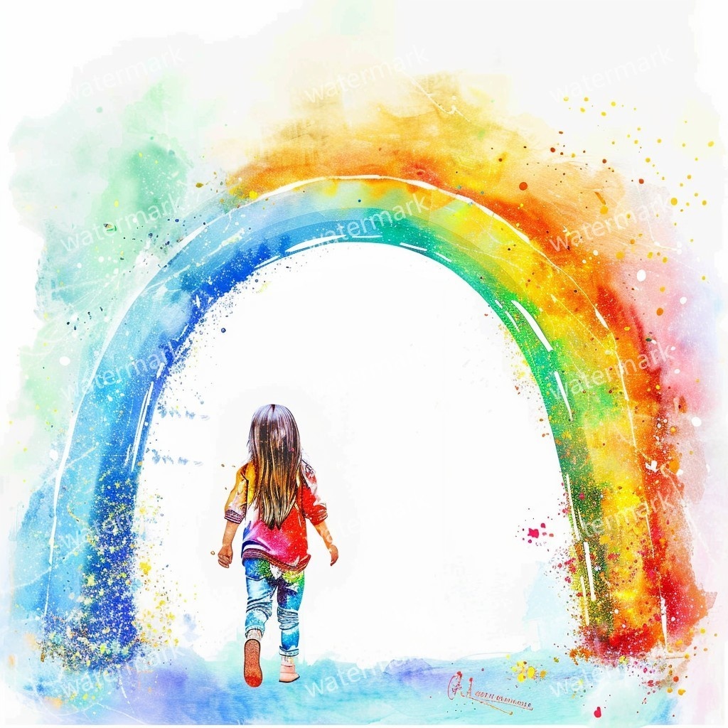 【商用利用可】虹と女の子(水彩レインボーガール)クリップアート20点セット|高解像度JPG|かわいい人物・カラフル素材|コラージュ・ジャンクジャーナル素材|即ダウンロード