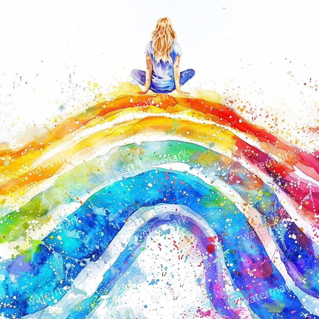 【商用利用可】虹と女の子(水彩レインボーガール)クリップアート20点セット|高解像度JPG|かわいい人物・カラフル素材|コラージュ・ジャンクジャーナル素材|即ダウンロード