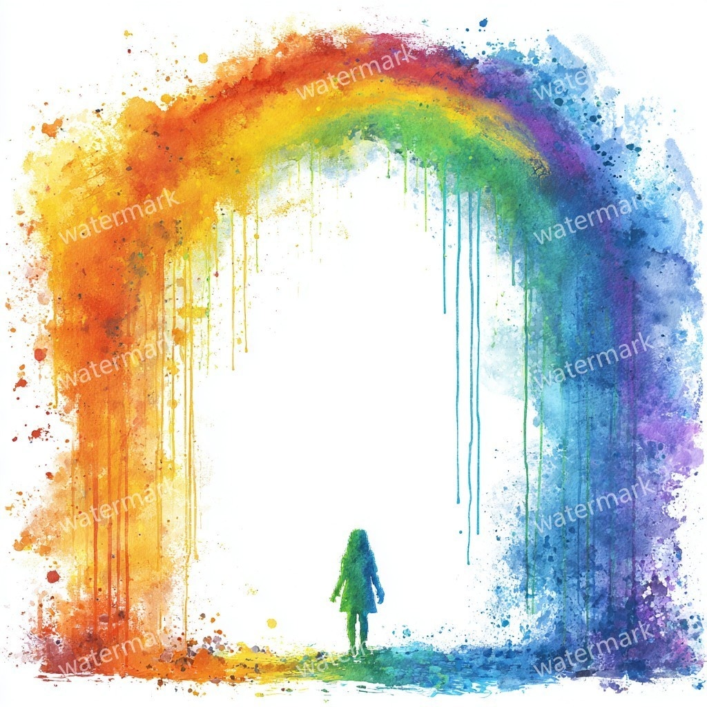 【商用利用可】虹と女の子(水彩レインボーガール)クリップアート20点セット|高解像度JPG|かわいい人物・カラフル素材|コラージュ・ジャンクジャーナル素材|即ダウンロード