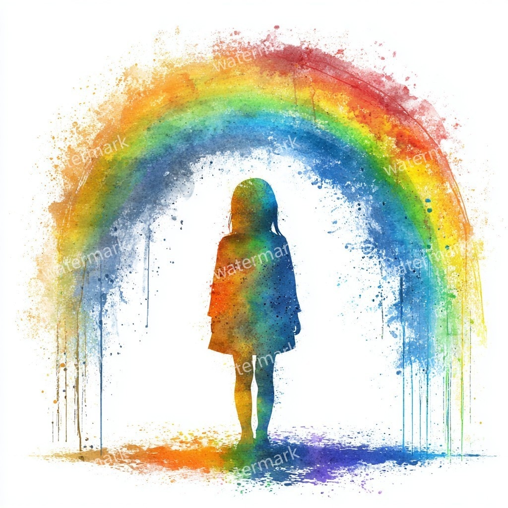 【商用利用可】虹と女の子(水彩レインボーガール)クリップアート20点セット|高解像度JPG|かわいい人物・カラフル素材|コラージュ・ジャンクジャーナル素材|即ダウンロード