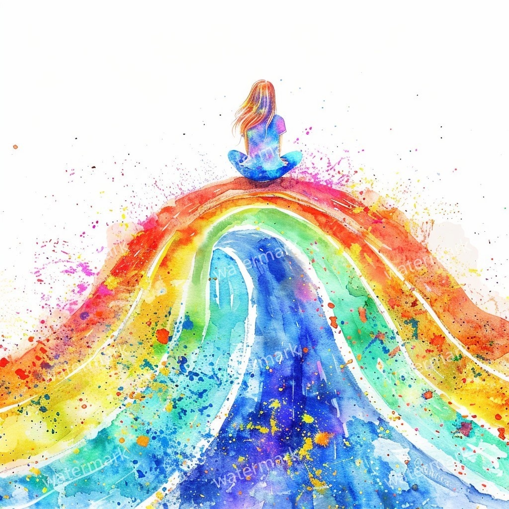 【商用利用可】虹と女の子(水彩レインボーガール)クリップアート20点セット|高解像度JPG|かわいい人物・カラフル素材|コラージュ・ジャンクジャーナル素材|即ダウンロード