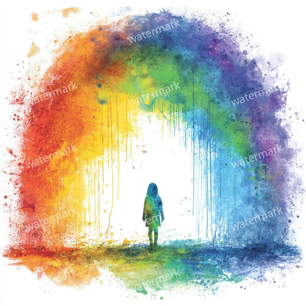 【商用利用可】虹と女の子(水彩レインボーガール)クリップアート20点セット|高解像度JPG|かわいい人物・カラフル素材|コラージュ・ジャンクジャーナル素材|即ダウンロード