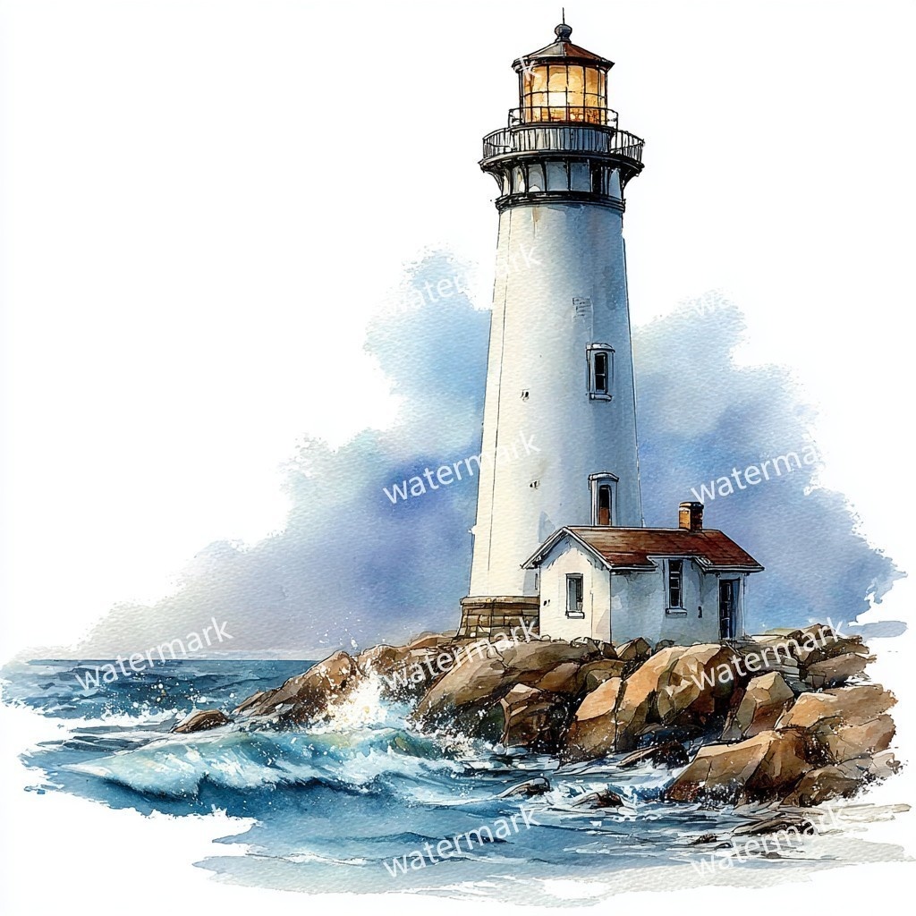 20 Seaside Lighthouse Clipart, High Quality JPGs, Printable Clipart, Instant Download, Printable Watercolor, Paper Craft, Junk Journals