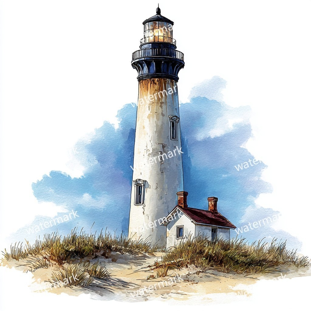 20 Seaside Lighthouse Clipart, High Quality JPGs, Printable Clipart, Instant Download, Printable Watercolor, Paper Craft, Junk Journals