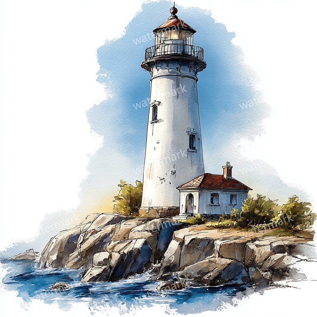 20 Seaside Lighthouse Clipart, High Quality JPGs, Printable Clipart, Instant Download, Printable Watercolor, Paper Craft, Junk Journals