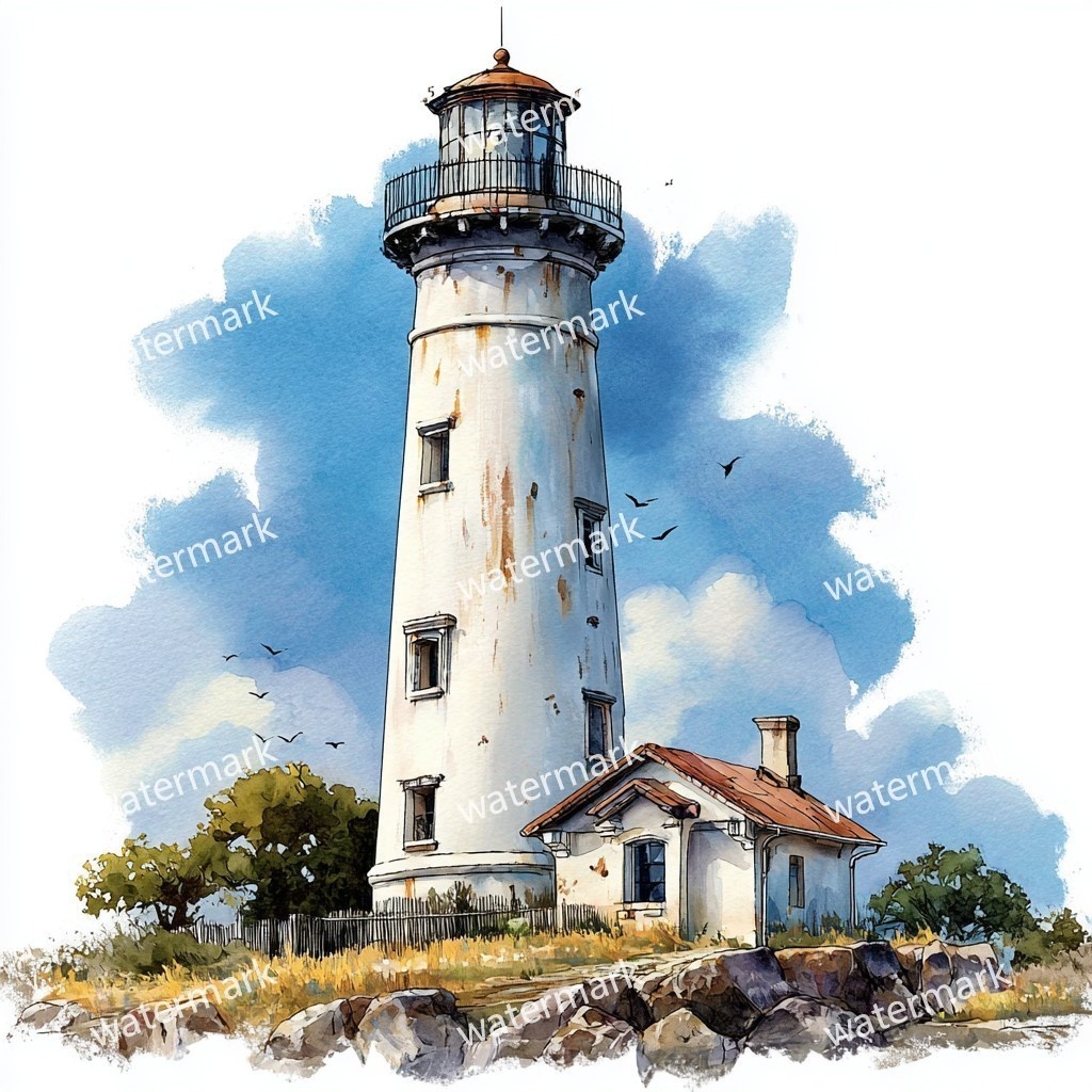 20 Seaside Lighthouse Clipart, High Quality JPGs, Printable Clipart, Instant Download, Printable Watercolor, Paper Craft, Junk Journals