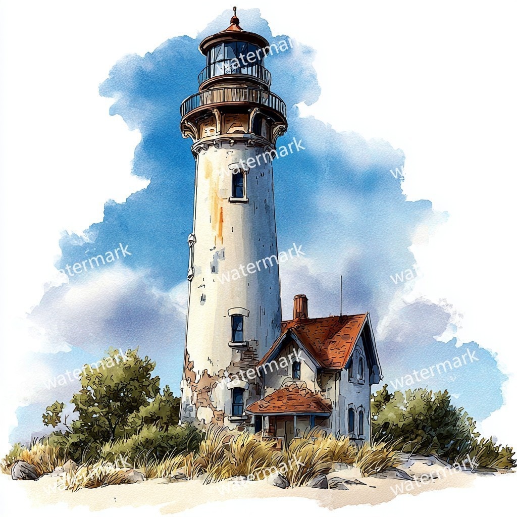 20 Seaside Lighthouse Clipart, High Quality JPGs, Printable Clipart, Instant Download, Printable Watercolor, Paper Craft, Junk Journals