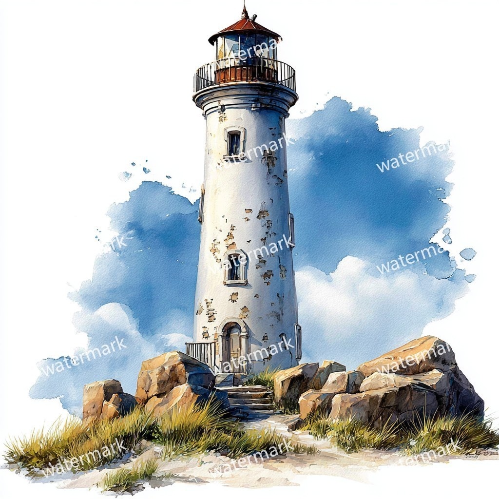 20 Seaside Lighthouse Clipart, High Quality JPGs, Printable Clipart, Instant Download, Printable Watercolor, Paper Craft, Junk Journals