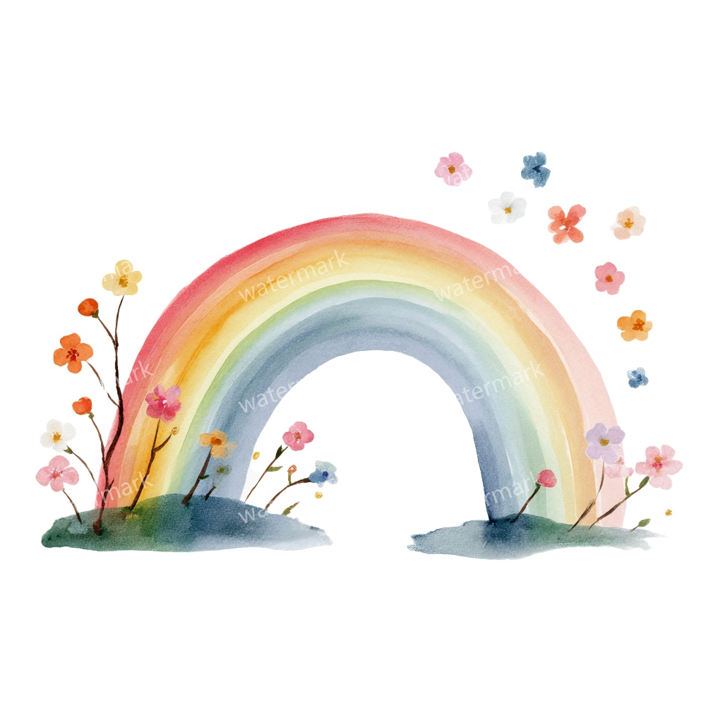 【商用利用可】虹(水彩レインボー)クリップアート20点セット|高解像度・透過PNG|カラフル・ゆめかわ素材|コラージュ・ジャンクジャーナル素材|即ダウンロード