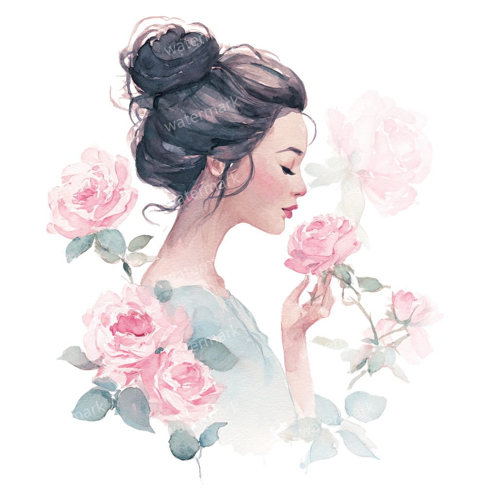 【商用利用可】花と女の子(水彩フラワーガール)クリップアート15点セット|高解像度・透過PNG|かわいい人物・ナチュラル素材|コラージュ・ジャンクジャーナル素材|即ダウンロード