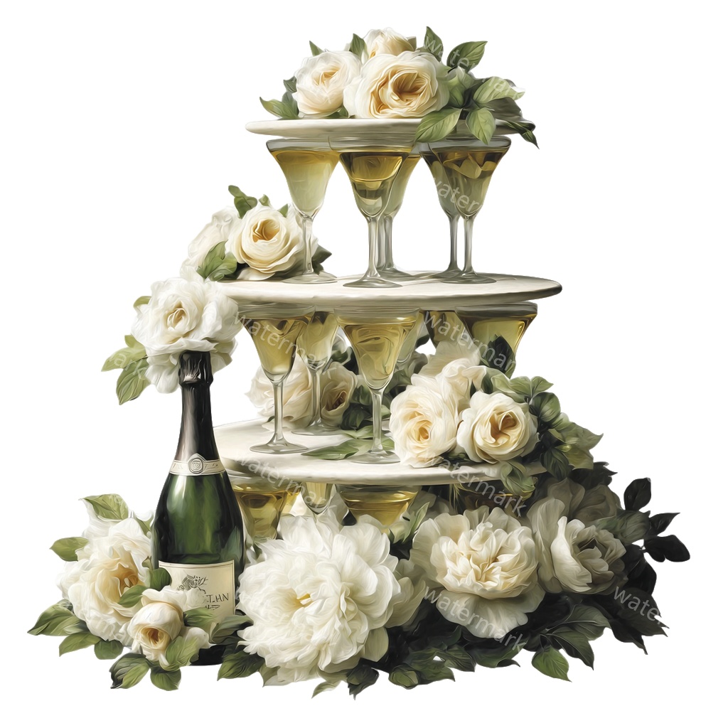 【商用利用可】シャンパングラス(水彩・乾杯グラス)クリップアート20点セット|高解像度・透過PNG|パーティー・ブライダル素材|コラージュ・ジャンクジャーナル素材|即ダウンロード