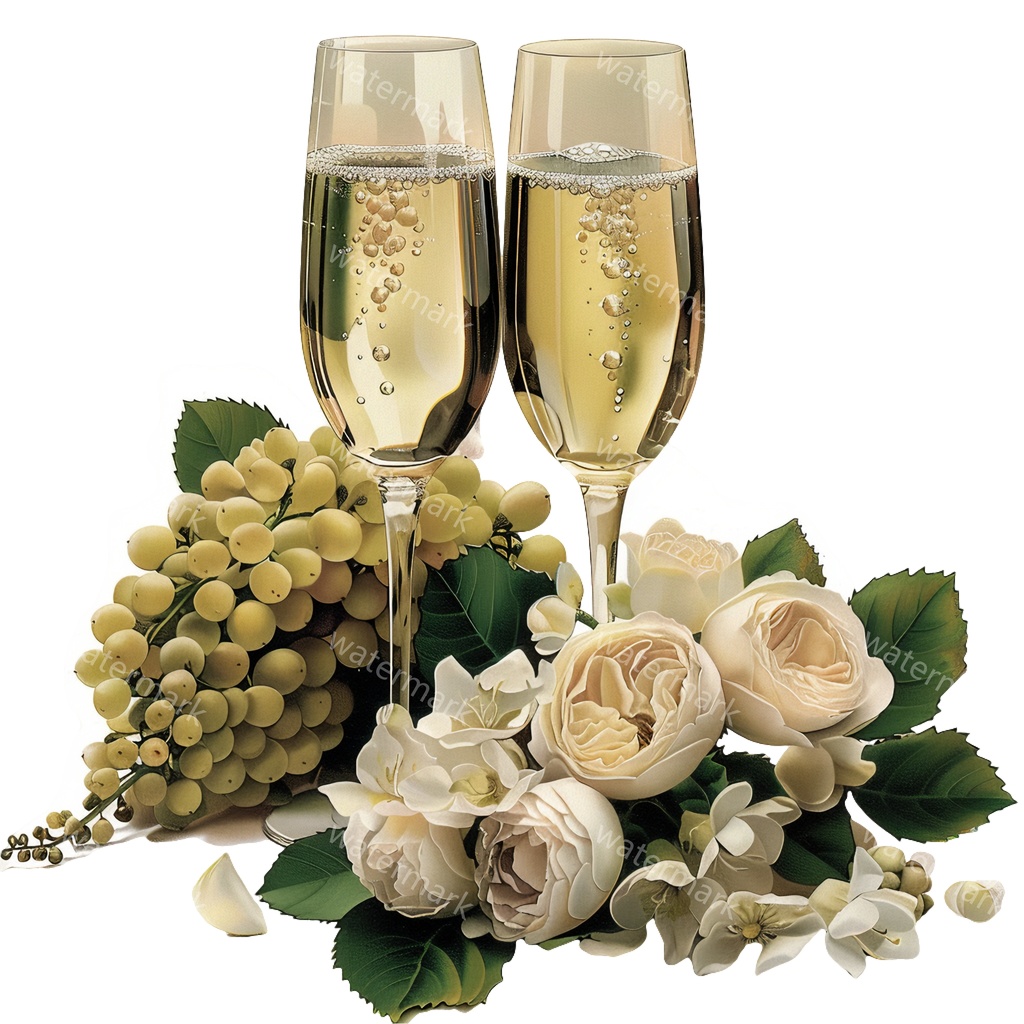 【商用利用可】シャンパングラス(水彩・乾杯グラス)クリップアート20点セット|高解像度・透過PNG|パーティー・ブライダル素材|コラージュ・ジャンクジャーナル素材|即ダウンロード