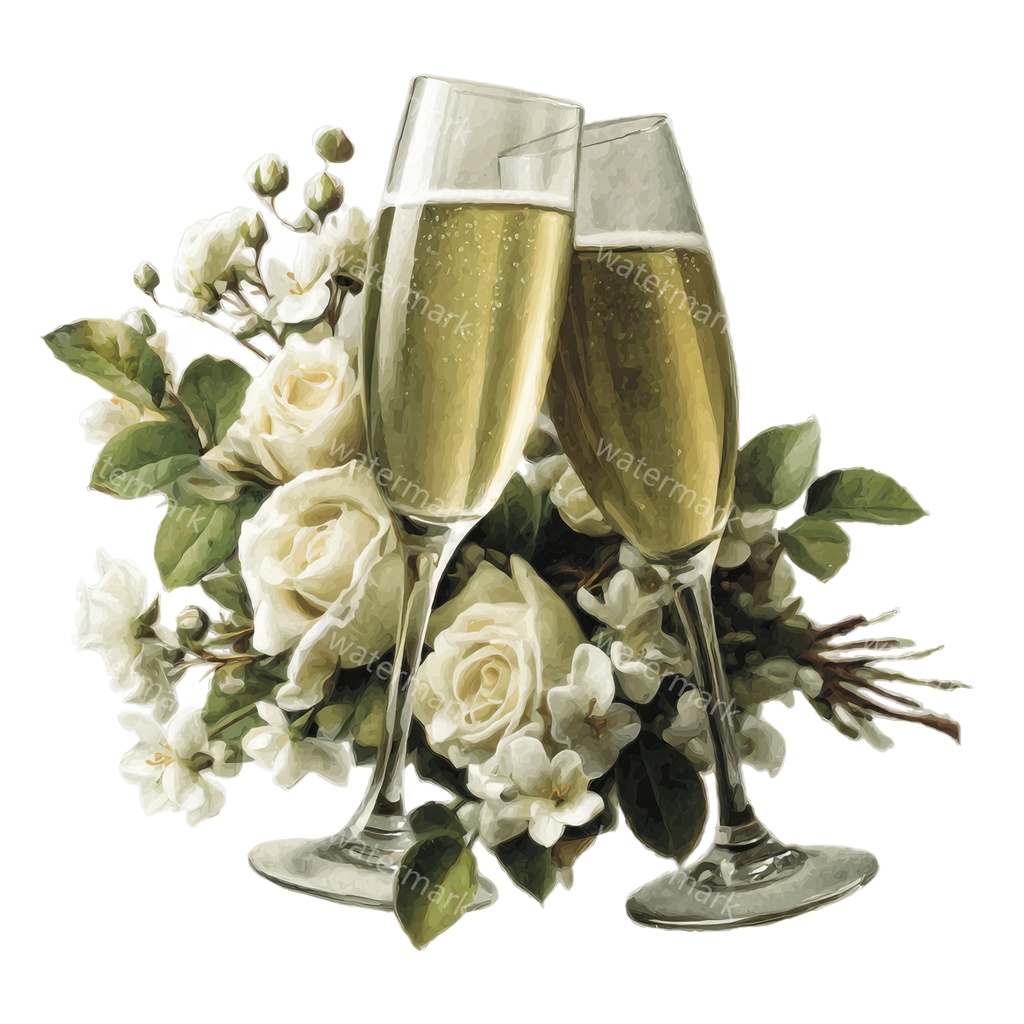 【商用利用可】シャンパングラス(水彩・乾杯グラス)クリップアート20点セット|高解像度・透過PNG|パーティー・ブライダル素材|コラージュ・ジャンクジャーナル素材|即ダウンロード