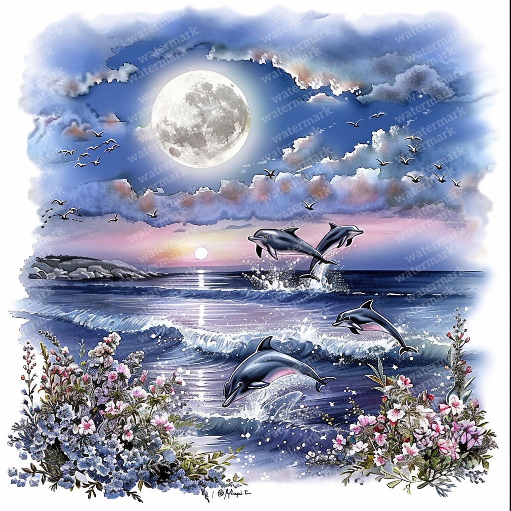 【商用利用可】春の夜の水彩クリップアート20点セット|高解像度JPG|デジタルダウンロード|幻想的・ペーパークラフト・ジャンクジャーナル素材