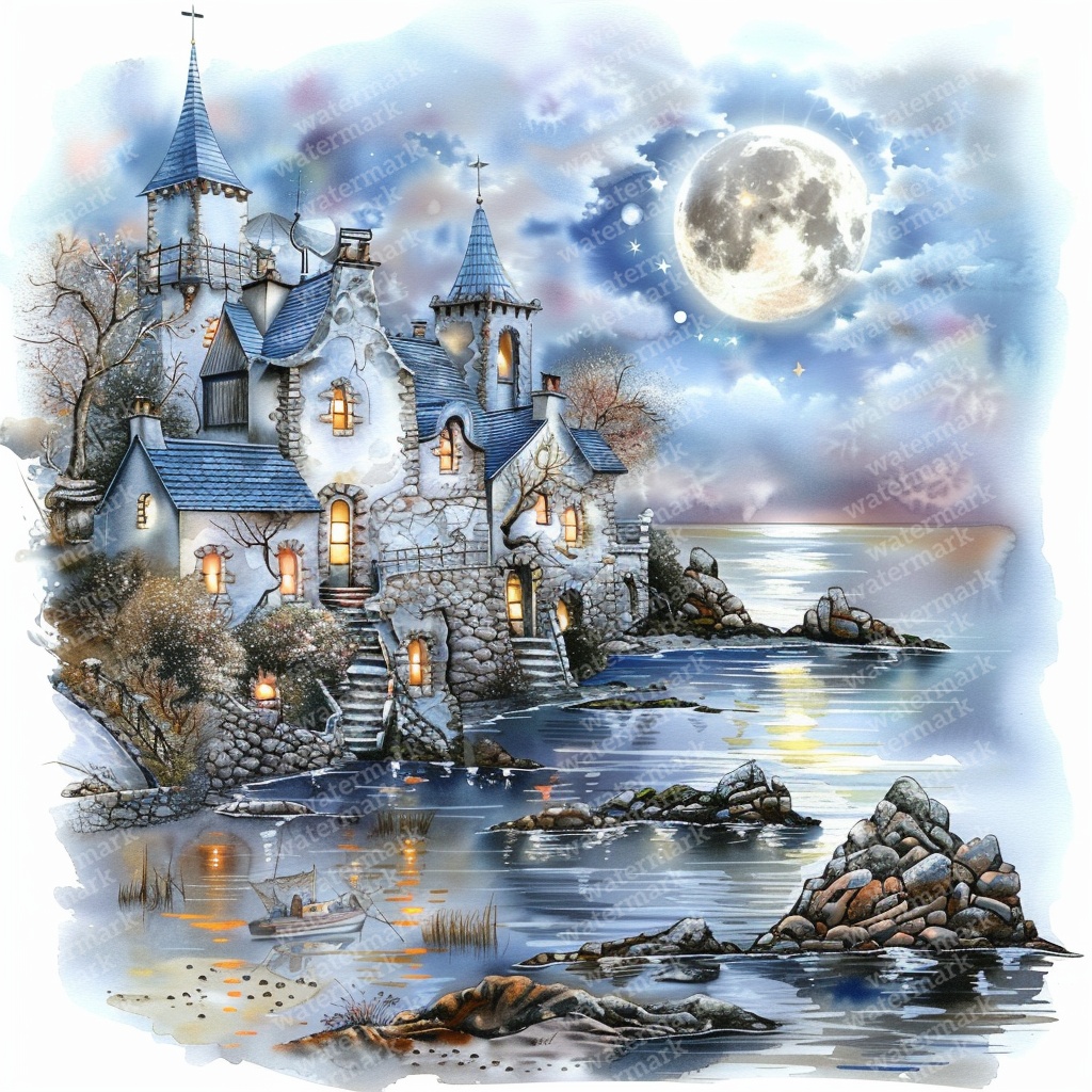 【商用利用可】海辺の町の水彩クリップアート20点セット|高解像度JPG|デジタルダウンロード|風景素材・ペーパークラフト・ジャンクジャーナル素材