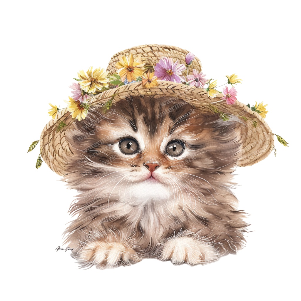 【商用利用可】かわいい子猫の水彩クリップアート26点セット|高解像度・透過PNG|猫素材・ペーパークラフト・ジャンクジャーナル素材