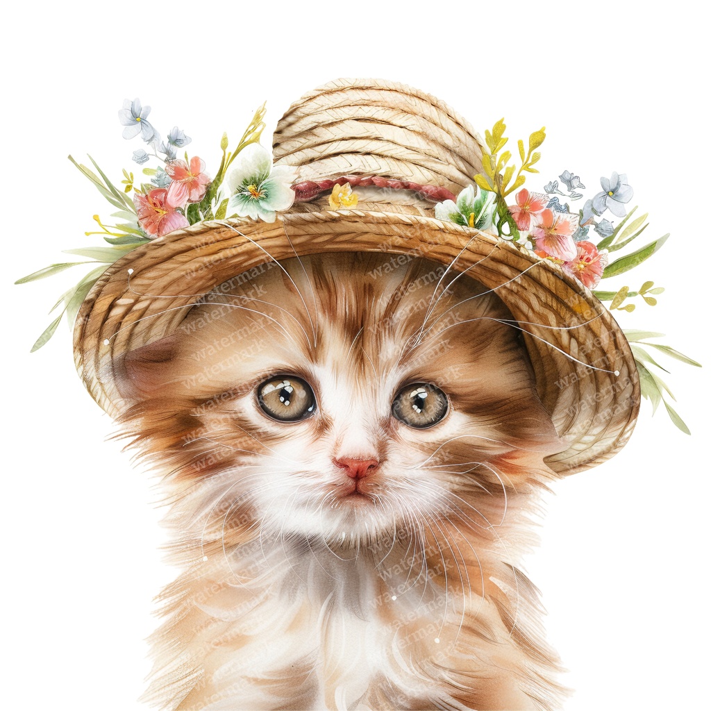 【商用利用可】かわいい子猫の水彩クリップアート26点セット|高解像度・透過PNG|猫素材・ペーパークラフト・ジャンクジャーナル素材