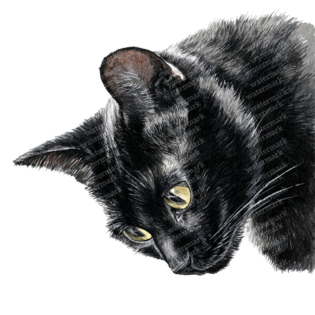 【商用利用可】黒猫の水彩クリップアート20点セット|高解像度・透過PNG|猫素材・ハロウィン・ペーパークラフト・ジャンクジャーナル素材
