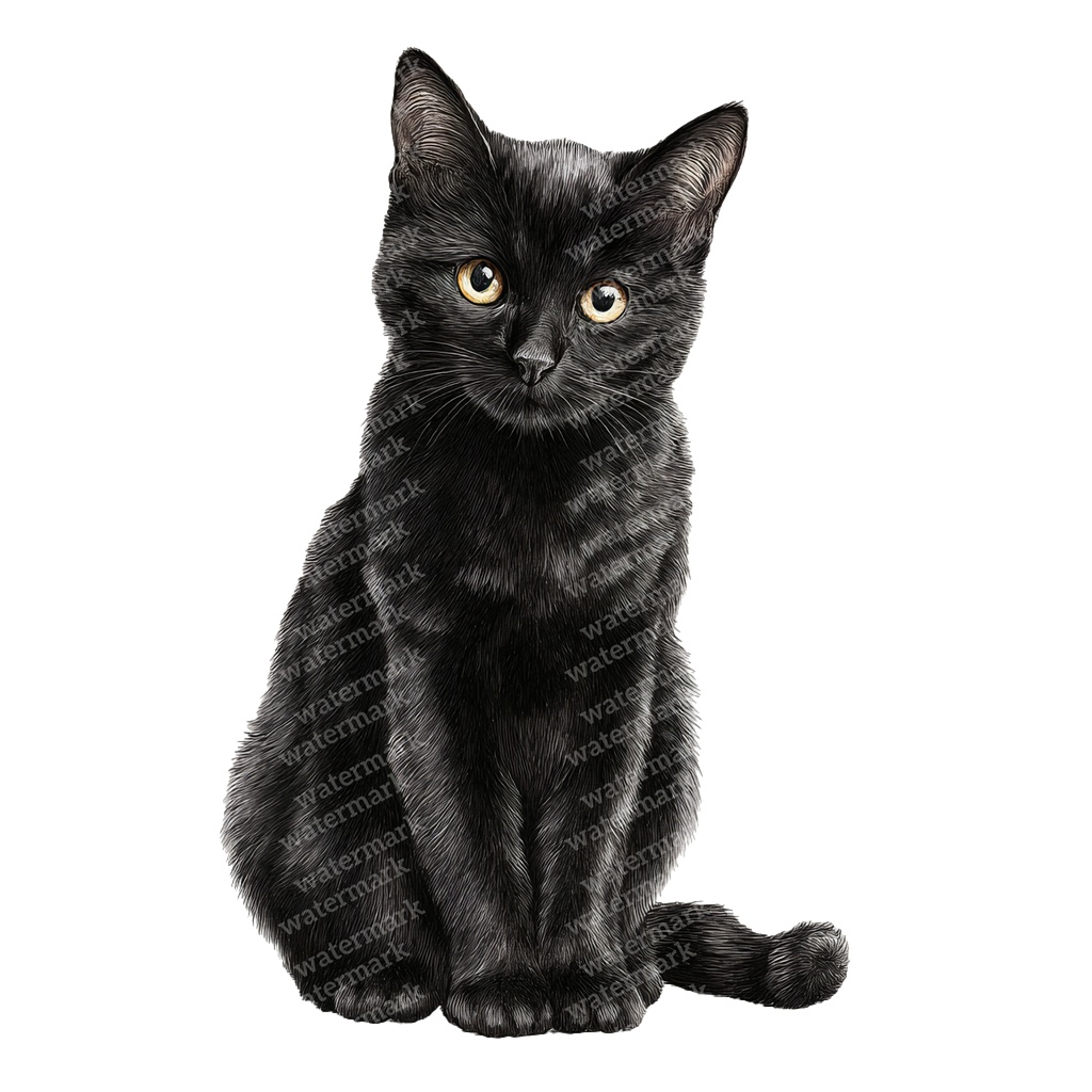 【商用利用可】黒猫の水彩クリップアート20点セット|高解像度・透過PNG|猫素材・ハロウィン・ペーパークラフト・ジャンクジャーナル素材