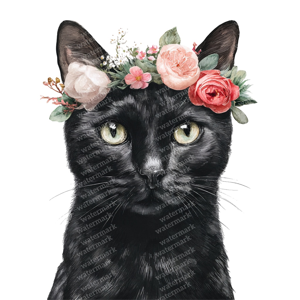 【商用利用可】黒猫の水彩クリップアート17点セット|高解像度・透過PNG|猫素材・ハロウィン・ペーパークラフト・ジャンクジャーナル素材