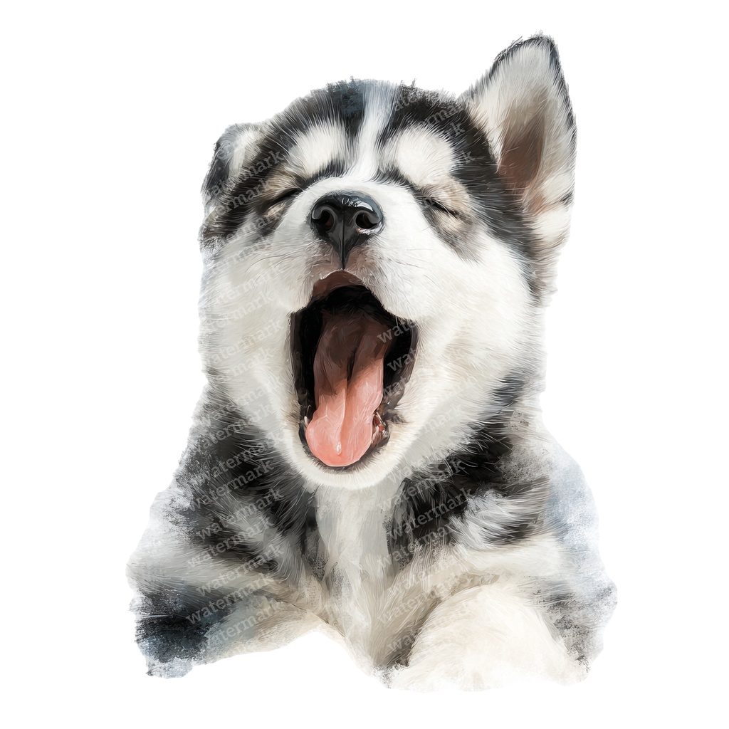 【商用利用可】ベビーハスキーの水彩クリップアート19点セット|高解像度・透過PNG|子犬素材・ペーパークラフト・ジャンクジャーナル素材