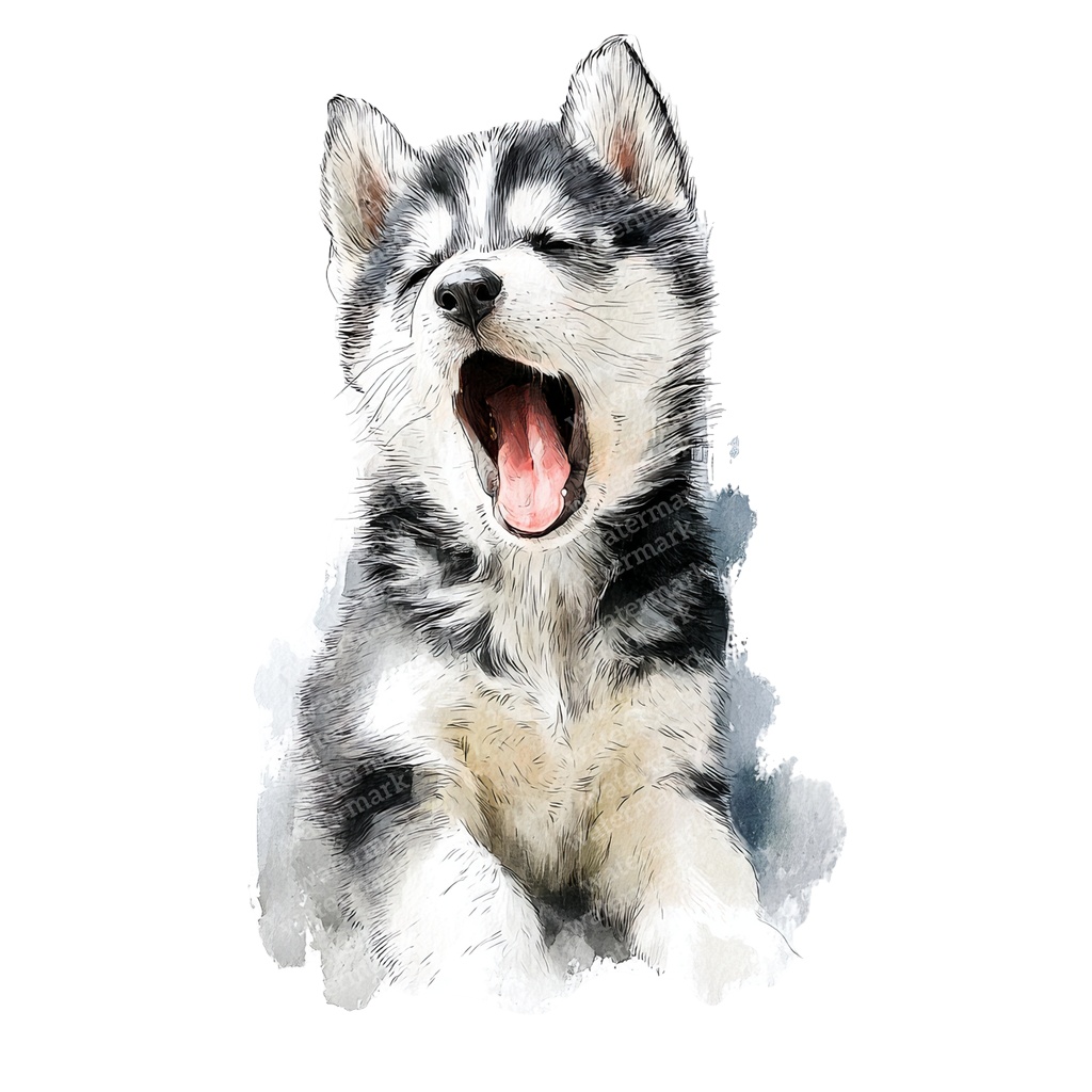 【商用利用可】ベビーハスキーの水彩クリップアート19点セット|高解像度・透過PNG|子犬素材・ペーパークラフト・ジャンクジャーナル素材
