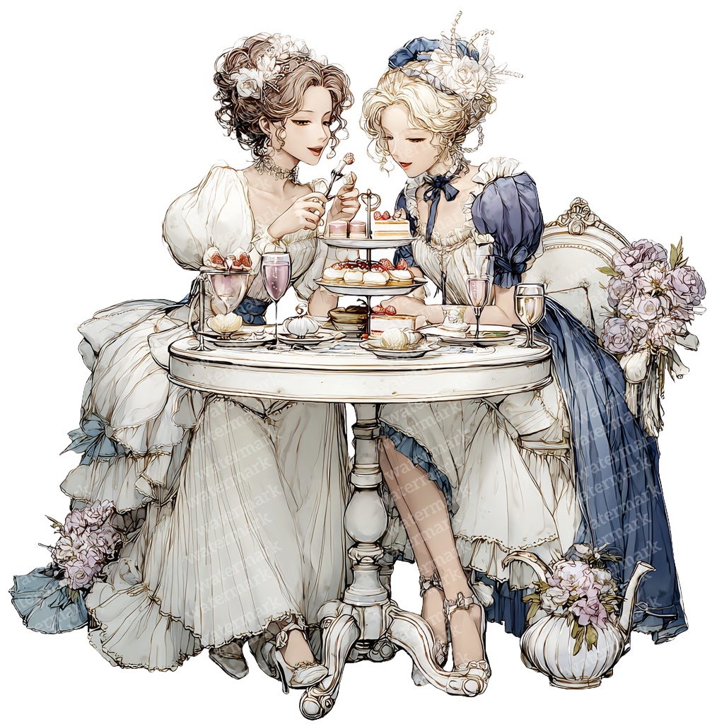 【商用利用可】コテージコアティーパーティーの水彩クリップアート14点セット|高解像度・透過PNG|紅茶・ナチュラル素材|ペーパークラフト・ジャンクジャーナル素材