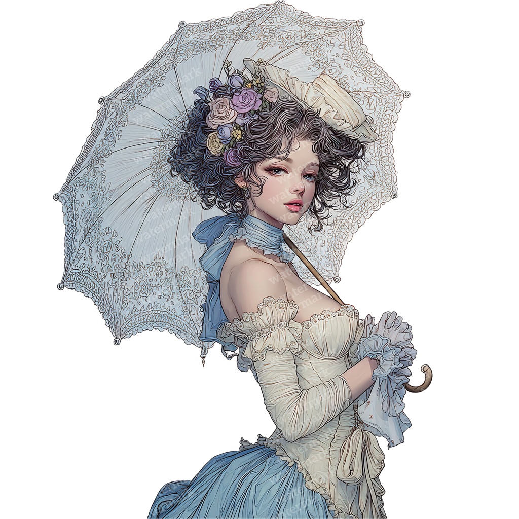 【商用利用可】ヴィクトリアンレディの水彩クリップアート10点セット|高解像度・透過PNG|アンティーク・クラシカル素材|ペーパークラフト・ジャンクジャーナル素材