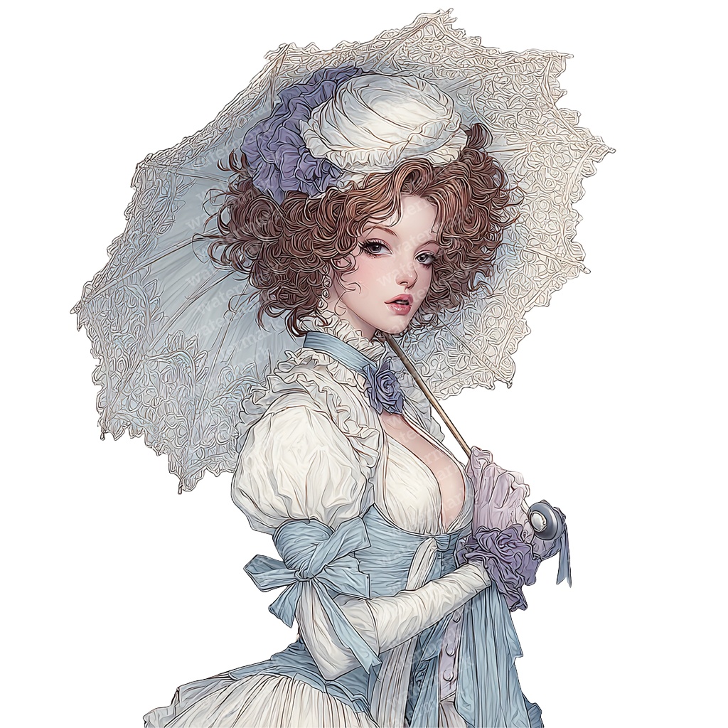【商用利用可】ヴィクトリアンレディの水彩クリップアート10点セット|高解像度・透過PNG|アンティーク・クラシカル素材|ペーパークラフト・ジャンクジャーナル素材