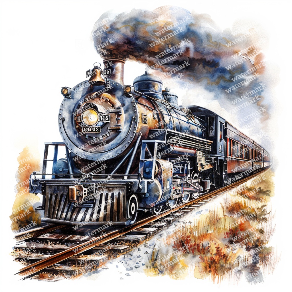 【商用利用可】列車の水彩クリップアート20点セット|高解像度JPG|乗り物・旅行素材|ペーパークラフト・ジャンクジャーナル素材