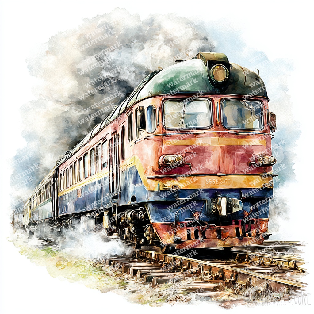 【商用利用可】列車の水彩クリップアート20点セット|高解像度JPG|乗り物・旅行素材|ペーパークラフト・ジャンクジャーナル素材